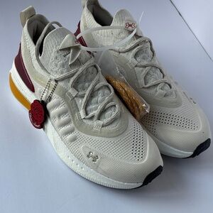 Under Armour Cream and Burgundy Athletic Shoes